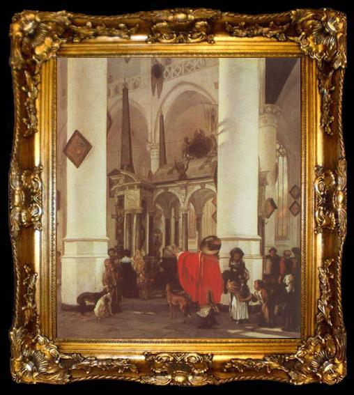 framed  Emmanuel de Witte Interior of the Nieuwe Kerk,Delft with the Tomb of WIlliam i of Orange, ta009-2